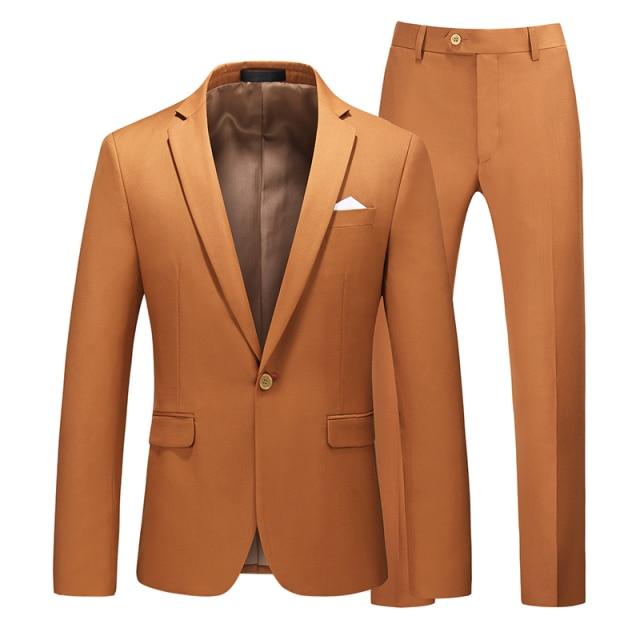 Men's Suit Jacket with Pant Candy Colors Slim Fit Formal Business Work Wedding Stage Tuxedo Groomsman White Pink Red Suits Sets