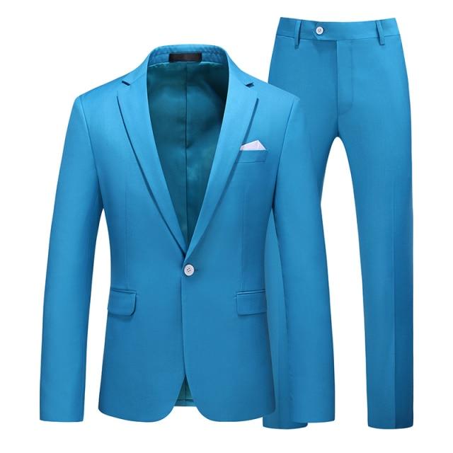 Men's Suit Jacket with Pant Candy Colors Slim Fit Formal Business Work Wedding Stage Tuxedo Groomsman White Pink Red Suits Sets