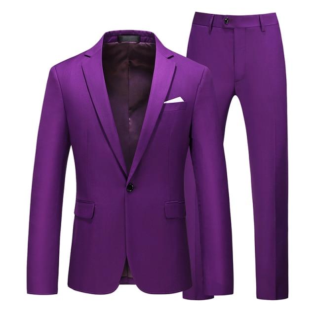 Men's Suit Jacket with Pant Candy Colors Slim Fit Formal Business Work Wedding Stage Tuxedo Groomsman White Pink Red Suits Sets