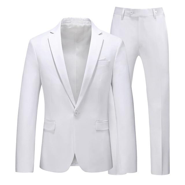 Men's Suit Jacket with Pant Candy Colors Slim Fit Formal Business Work Wedding Stage Tuxedo Groomsman White Pink Red Suits Sets