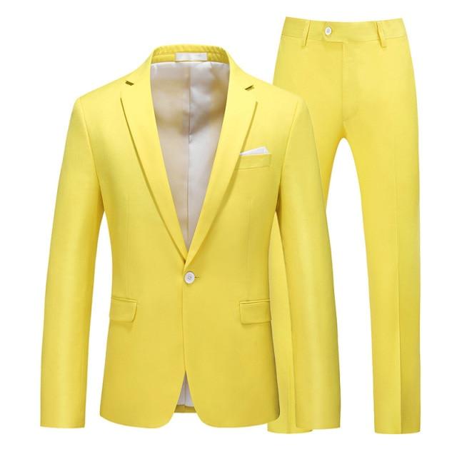 Men's Suit Jacket with Pant Candy Colors Slim Fit Formal Business Work Wedding Stage Tuxedo Groomsman White Pink Red Suits Sets