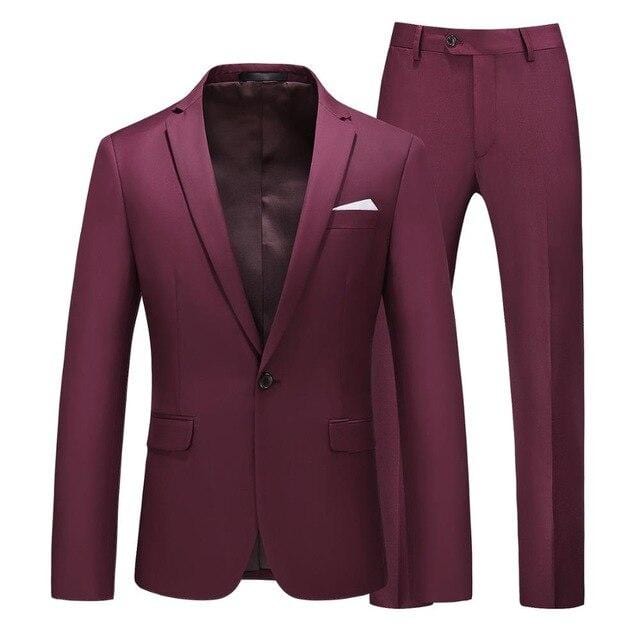 Men's Suit Jacket with Pant Candy Colors Slim Fit Formal Business Work Wedding Stage Tuxedo Groomsman White Pink Red Suits Sets
