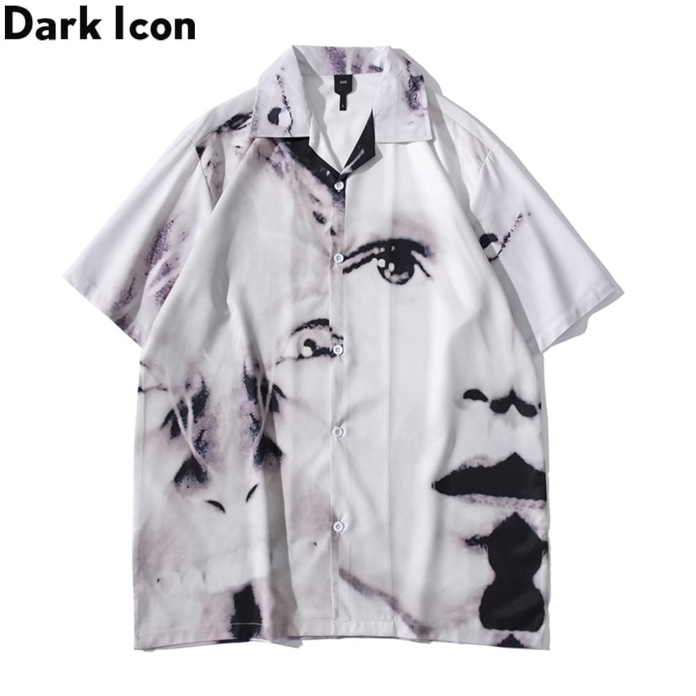 Dark Icon Vintage Street Men's Shirts Short Sleeve Summer Thin Material Hawaiian Shirt Man Blouse Male Top