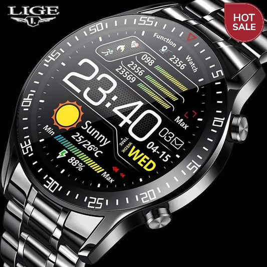 LIGE New 2021 Smart Watch Men Heart Rate Blood Pressure Information Reminder Sport Waterproof Smart Watch for Android IOS Phone