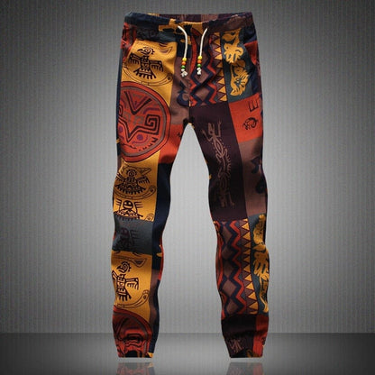New Fashion Summer Spring Autumn Men Floral Print Joggers Male Casual Summer Pants Mens Sweatpants Linen Pants Men Trouser