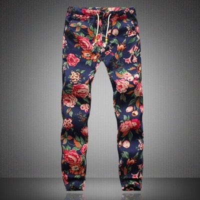 New Fashion Summer Spring Autumn Men Floral Print Joggers Male Casual Summer Pants Mens Sweatpants Linen Pants Men Trouser