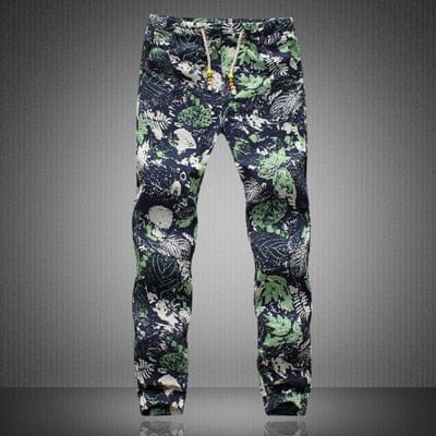 New Fashion Summer Spring Autumn Men Floral Print Joggers Male Casual Summer Pants Mens Sweatpants Linen Pants Men Trouser