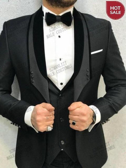 2020 Newest Fashion Navy Blue Business Mens Suits Wedding Suits For Men Slim Fit Tuxedos 3 Piece