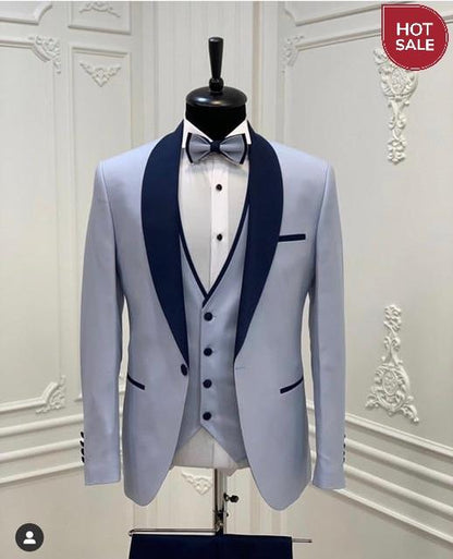 2020 Newest Fashion Navy Blue Business Mens Suits Wedding Suits For Men Slim Fit Tuxedos 3 Piece