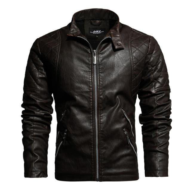 2021 Mens Motorcycle Jacket Autumn Winter Men PU Leather Jackets Casual Embroidery Biker Coat Zipper Fleece Jacket