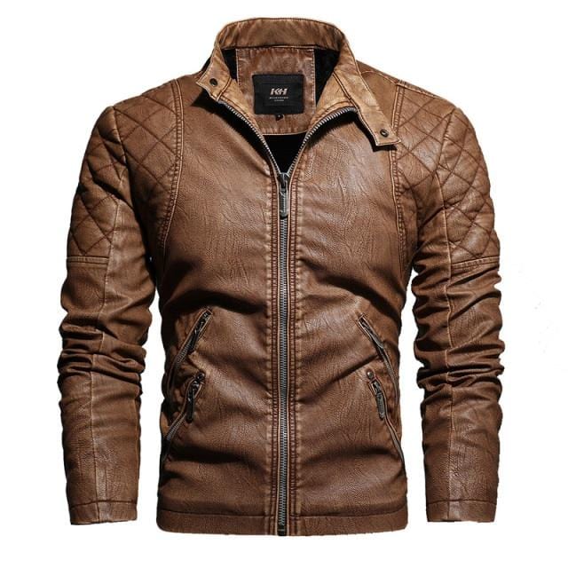 2021 Mens Motorcycle Jacket Autumn Winter Men PU Leather Jackets Casual Embroidery Biker Coat Zipper Fleece Jacket