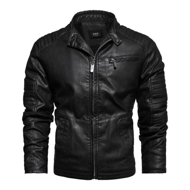 2021 Mens Motorcycle Jacket Autumn Winter Men PU Leather Jackets Casual Embroidery Biker Coat Zipper Fleece Jacket