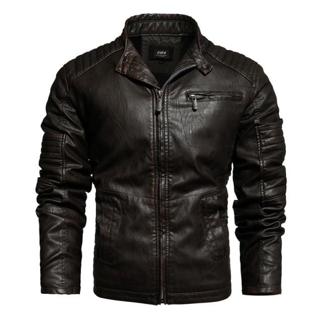 2021 Mens Motorcycle Jacket Autumn Winter Men PU Leather Jackets Casual Embroidery Biker Coat Zipper Fleece Jacket