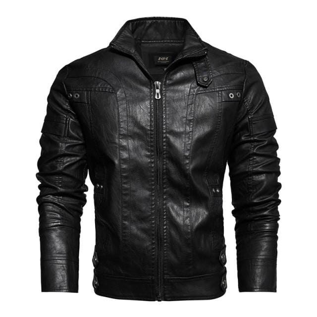 2021 Mens Motorcycle Jacket Autumn Winter Men PU Leather Jackets Casual Embroidery Biker Coat Zipper Fleece Jacket