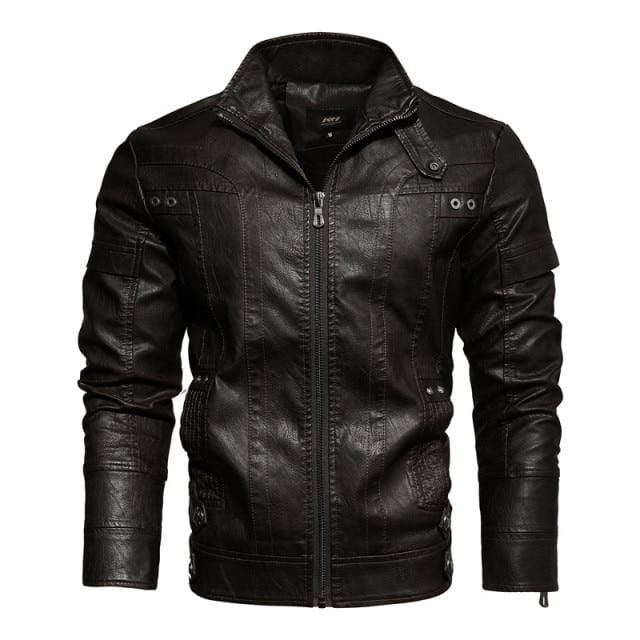 2021 Mens Motorcycle Jacket Autumn Winter Men PU Leather Jackets Casual Embroidery Biker Coat Zipper Fleece Jacket