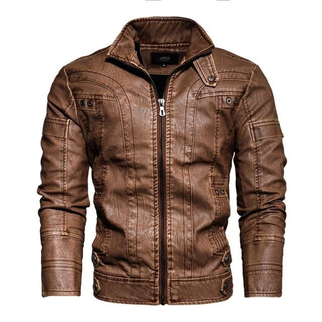 2021 Mens Motorcycle Jacket Autumn Winter Men PU Leather Jackets Casual Embroidery Biker Coat Zipper Fleece Jacket