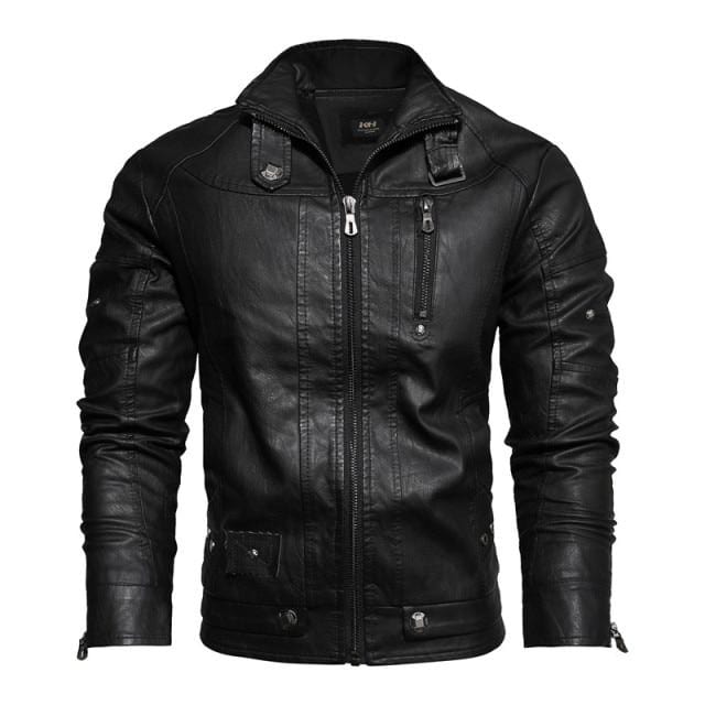 2021 Mens Motorcycle Jacket Autumn Winter Men PU Leather Jackets Casual Embroidery Biker Coat Zipper Fleece Jacket