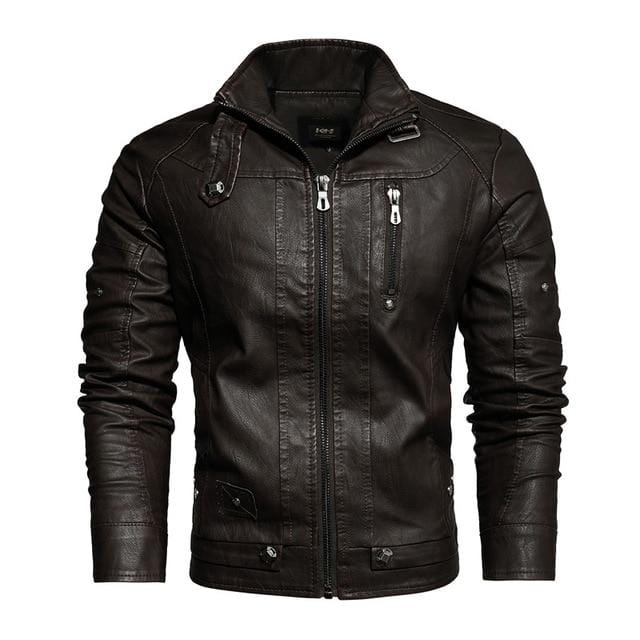 2021 Mens Motorcycle Jacket Autumn Winter Men PU Leather Jackets Casual Embroidery Biker Coat Zipper Fleece Jacket