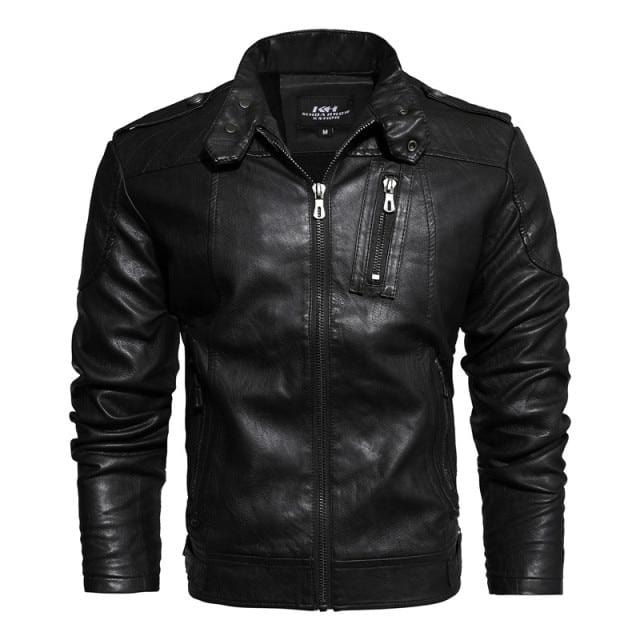 2021 Mens Motorcycle Jacket Autumn Winter Men PU Leather Jackets Casual Embroidery Biker Coat Zipper Fleece Jacket