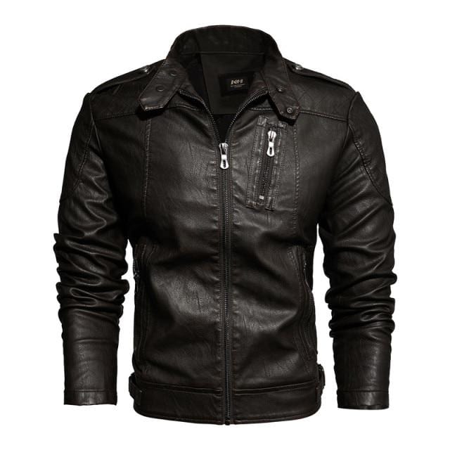 2021 Mens Motorcycle Jacket Autumn Winter Men PU Leather Jackets Casual Embroidery Biker Coat Zipper Fleece Jacket