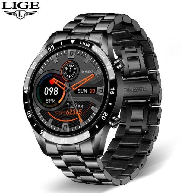 LIGE 2021 New Men Smart Watch Bluetooth Call Watch IP67 Waterproof Sports Fitness Watch For Android IOS Smart Watch 2021 + Box