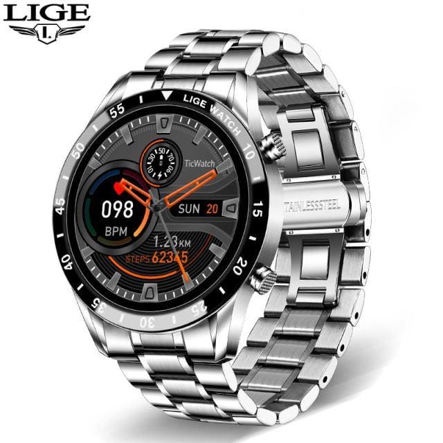 LIGE 2021 New Men Smart Watch Bluetooth Call Watch IP67 Waterproof Sports Fitness Watch For Android IOS Smart Watch 2021 + Box