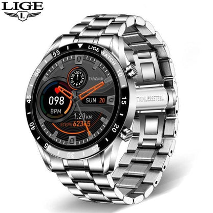 LIGE 2021 New Men Smart Watch Bluetooth Call Watch IP67 Waterproof Sports Fitness Watch For Android IOS Smart Watch 2021 + Box
