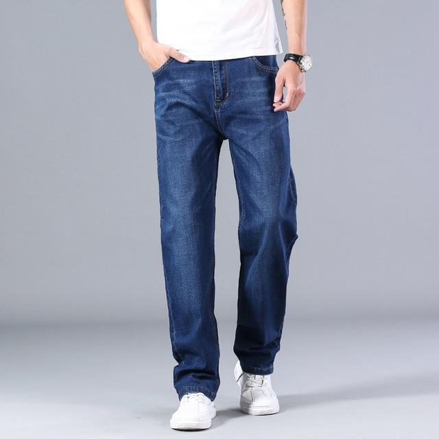 7 Colors Available Men's Thin Straight-leg Loose Jeans 2021 Summer New Classic Style Advanced Stretch Loose Pants Male Brand