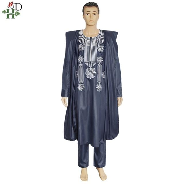 H&D African Suit For Men Robe Shirt Pants Set Long Sleeve Tops Embroidery Agbada Clothes Boubou Africain Homme Traditional Robes