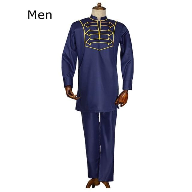 H&D Men Kid Boy African Clothes Long Sleeve T shirt Pants Suit For Male Father Son Dashiki Embroidery Clothing Party Wears 2021