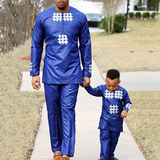 H&D African Men Kid Boy Clothing 2021 Mens Dashiki Shirt Africa Ankara Riche Outfit Clothes Tops Pant Suits Vetement Africain