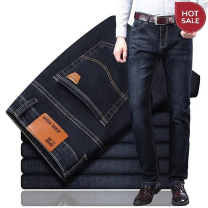 SULEE Brand 2021 New Men's Slim Elastic Jeans Fashion Business Classic Style Jeans Denim Pants Trousers Male