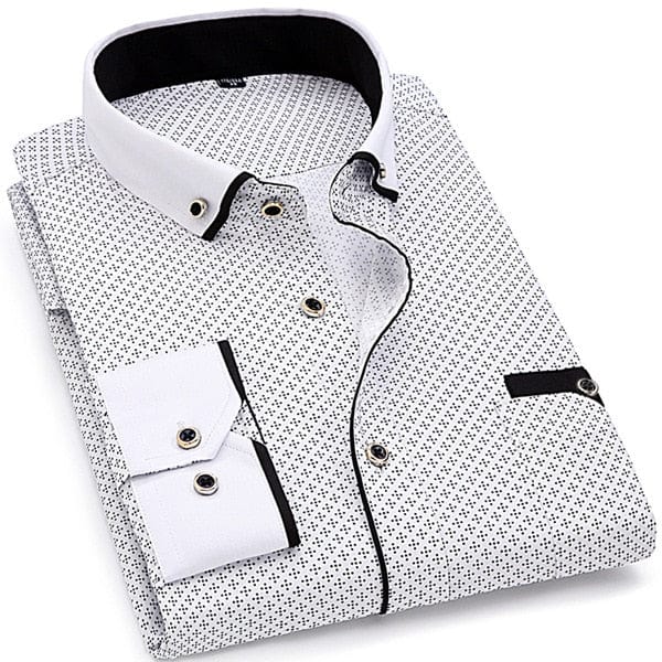 Imprimeu la modă Casual Bărbați Cămașă cu mânecă lungă cu nasturi Cusături Buzunar Design Material moale Confortabil pentru bărbați Rochie Slim Fit 4XL 8XL