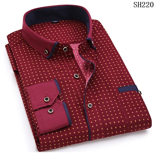 Imprimeu la modă Casual Bărbați Cămașă cu mânecă lungă cu nasturi Cusături Buzunar Design Material moale Confortabil pentru bărbați Rochie Slim Fit 4XL 8XL