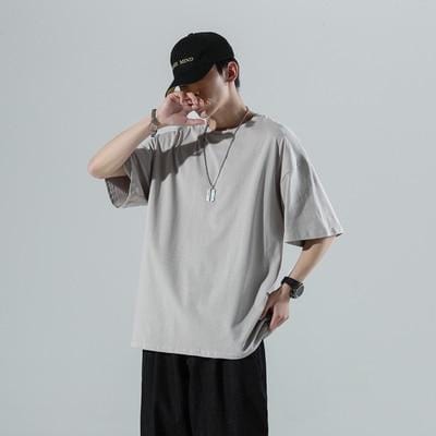 YASUGUOJI Plain Oversized T Shirt Men Bodybuilding and Fitness Loose Casual Lifestyle Wear T-shirt Male Streetwear Hip-Hop Tops