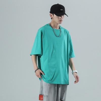 YASUGUOJI Plain Oversized T Shirt Men Bodybuilding and Fitness Loose Casual Lifestyle Wear T-shirt Male Streetwear Hip-Hop Tops