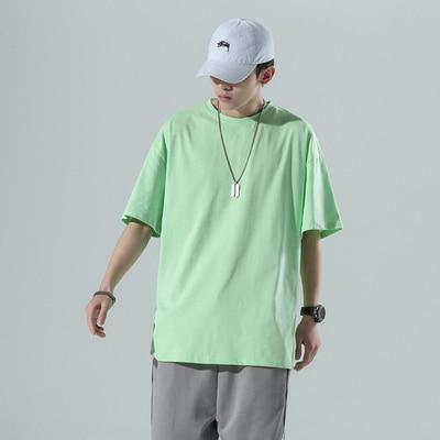 YASUGUOJI Plain Oversized T Shirt Men Bodybuilding and Fitness Loose Casual Lifestyle Wear T-shirt Male Streetwear Hip-Hop Tops