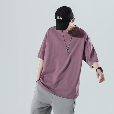 YASUGUOJI Plain Oversized T Shirt Men Bodybuilding and Fitness Loose Casual Lifestyle Wear T-shirt Male Streetwear Hip-Hop Tops