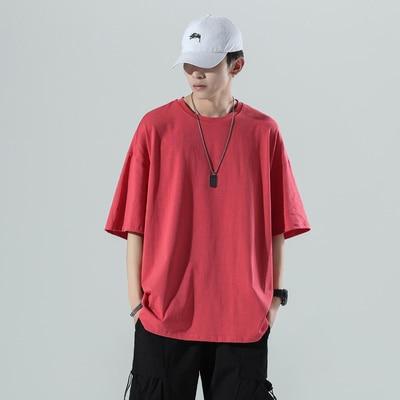 YASUGUOJI Plain Oversized T Shirt Men Bodybuilding and Fitness Loose Casual Lifestyle Wear T-shirt Male Streetwear Hip-Hop Tops