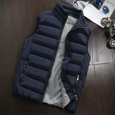 2021 Autumn Winter New Men Cotton Vest Jacket Solid Color Sleeveless Down Waistcoat Jacket Male Casual Vest Coat Plus Size 5XL