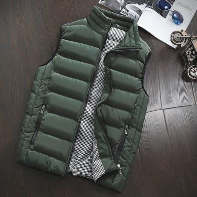 2021 Autumn Winter New Men Cotton Vest Jacket Solid Color Sleeveless Down Waistcoat Jacket Male Casual Vest Coat Plus Size 5XL