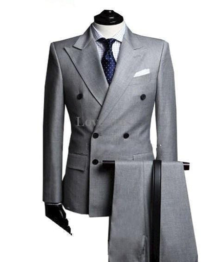 Men Black Double Breasted Wedding Groom Suit With Pants Tuxedo For Men Wedding Suits Prom Best Man Suit (Jacket+Pants+Bow)