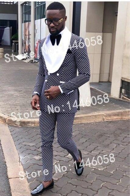 Men Black Double Breasted Wedding Groom Suit With Pants Tuxedo For Men Wedding Suits Prom Best Man Suit (Jacket+Pants+Bow)