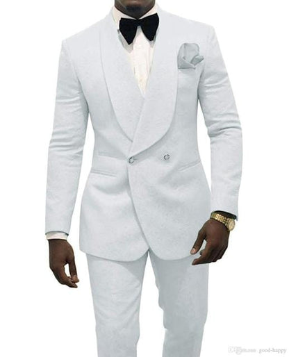Men Black Double Breasted Wedding Groom Suit With Pants Tuxedo For Men Wedding Suits Prom Best Man Suit (Jacket+Pants+Bow)