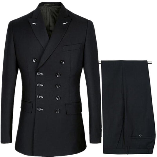 Men Slim Fit Fashion Business Casual Double Breasted Blazers Jacket Coat Trousers Wedding Groom Party Skinny 2 Pcs Suits Pants