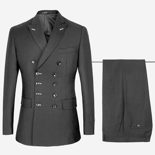 Men Slim Fit Fashion Business Casual Double Breasted Blazers Jacket Coat Trousers Wedding Groom Party Skinny 2 Pcs Suits Pants