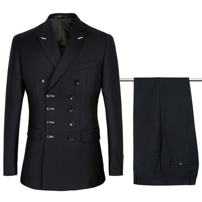 Men Slim Fit Fashion Business Casual Double Breasted Blazers Jacket Coat Trousers Wedding Groom Party Skinny 2 Pcs Suits Pants
