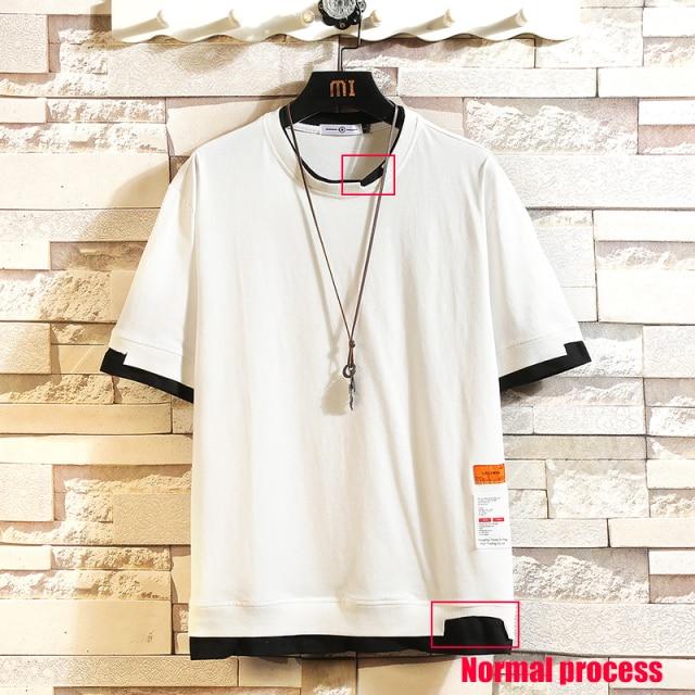 Summer Short Sleeves Harajuku Korea Fashion White T-shirt Streetwear One Piece Hip Hop Rock Punk Men Top Tees Tshirt Clothes