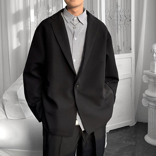 2021 New Luxury Classic Black Blue Khaki Japan Style Men'S Casual Blazers Autumn Spring Fashion Brand Loose Long Suit