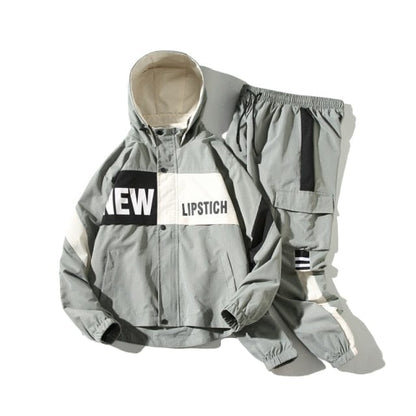 Tracksuits Set  Men Autumn Sportswear Suit Hooded Jacket Sweatshirt+Pant Patchwork Hip Hop Streetwear 2 PCS Men Clothing